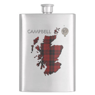 Petaca Clan Campbell Escudo y Armaddie Tartan Map