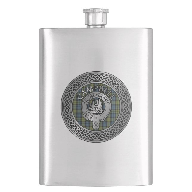 Petaca Clan Campbell Escudo y Tartan Knot Flask (Anverso)