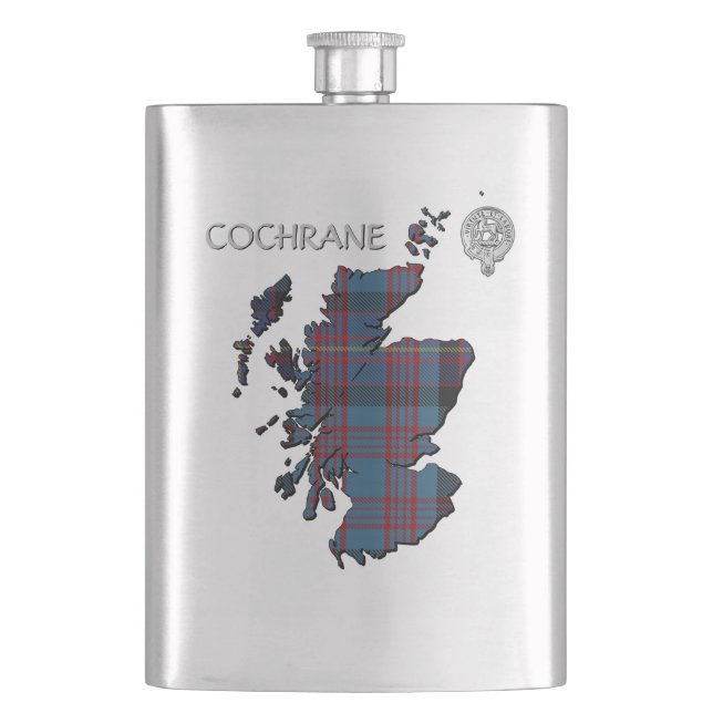 Petaca Clan Cochrane Escudo y Azure Tartan Map (Anverso)