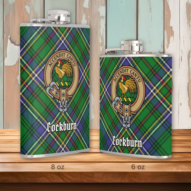 Petaca Clan Cockburn Escudo sobre Tartán (Subido por el creador)