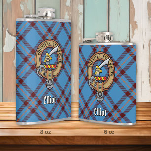 Petaca Clan Elliot Escudo sobre el antiguo tartán