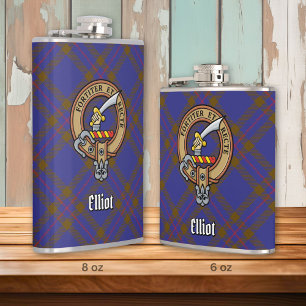 Petaca Clan Elliot Escudo sobre el tartán moderno