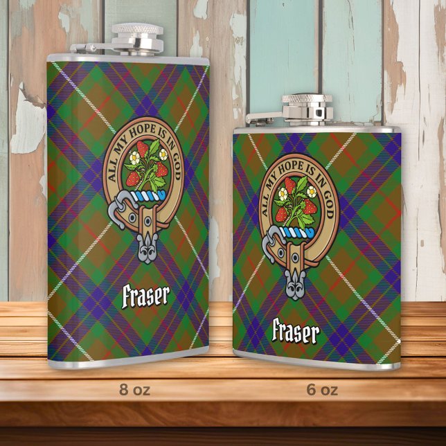 Petaca Clan Fraser Escudo sobre la caza de tartán (Subido por el creador)