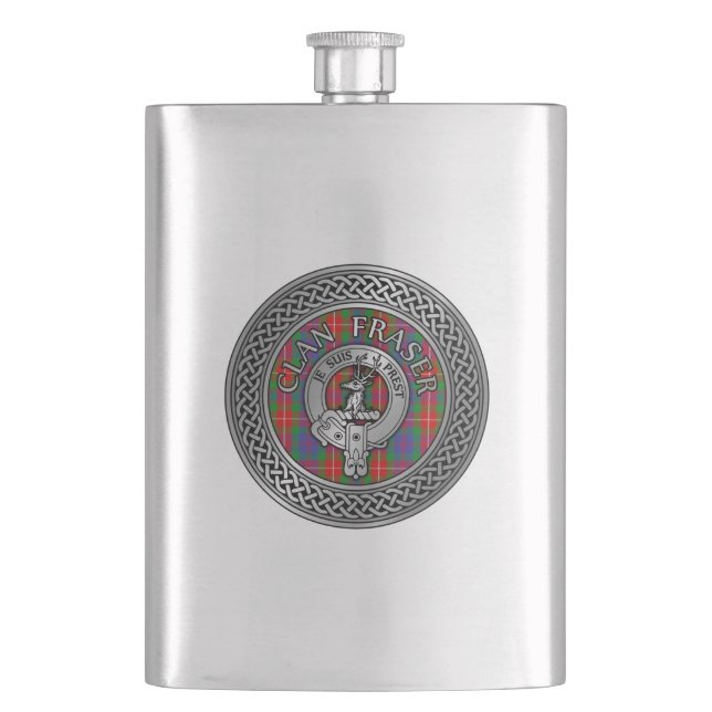 Petaca Clan Fraser Escudo y Tartan Knot Flask (Anverso)