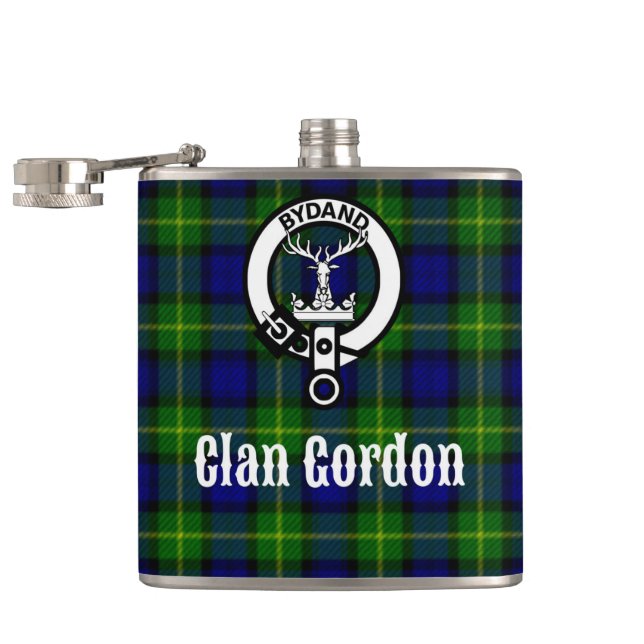 Petaca Clan Gordon Tartan Escudo (Abierto)