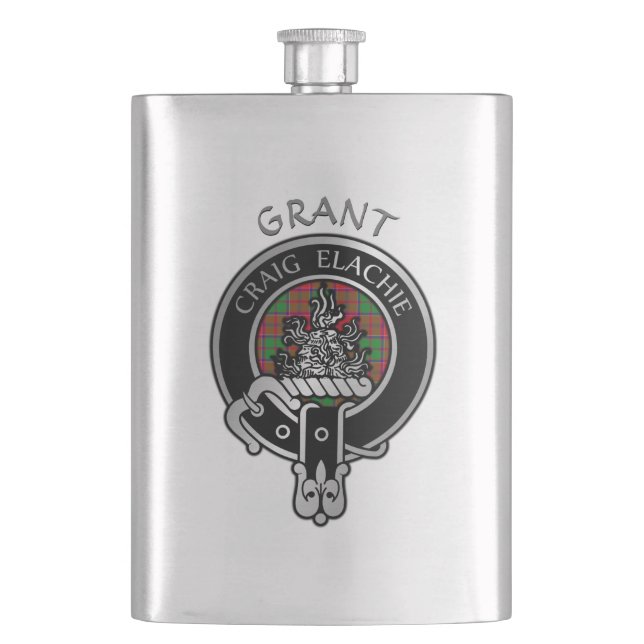 Petaca Clan Grant Escudo y Tartan Flask (Anverso)