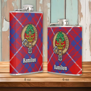 Petaca Clan Hamilton Escudo sobre Red Tartán