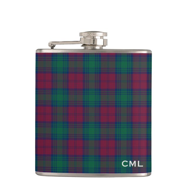 Petaca Clan Lindsay Tartan Monogrammed (Anverso)