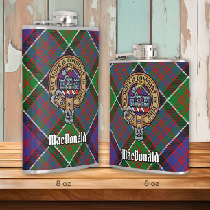 Petaca Clan MacDonald de Clanranald Escudo sobre Tartán