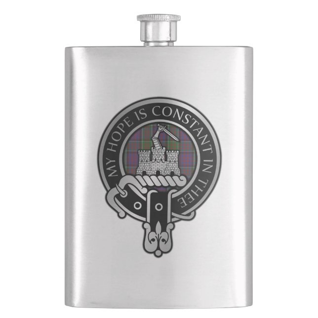Petaca Clan MacDonald de Clanranald Escudo y Tartan Flask (Anverso)