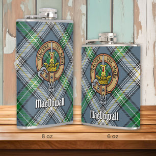 Petaca Clan MacDowall Escudo sobre Tartán