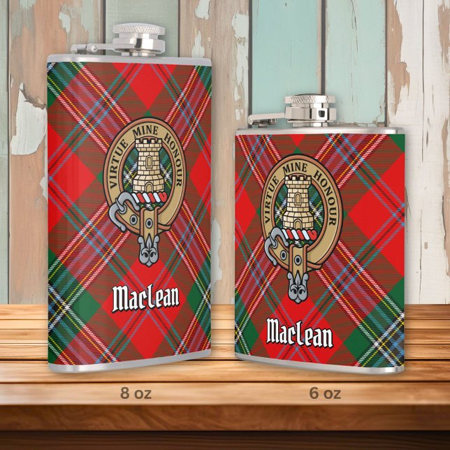 Petaca Clan MacLean Escudo sobre Tartán (Subido por el creador)