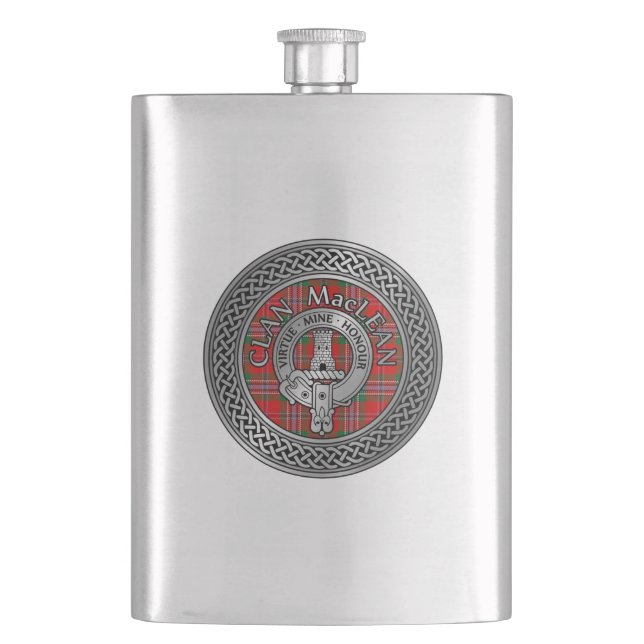 Petaca Clan MacLean Escudo & Tartan Knot Flask (Anverso)