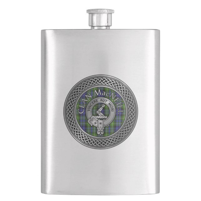 Petaca Clan MacNeill de Gigha Escudo y Tartan Flask (Anverso)