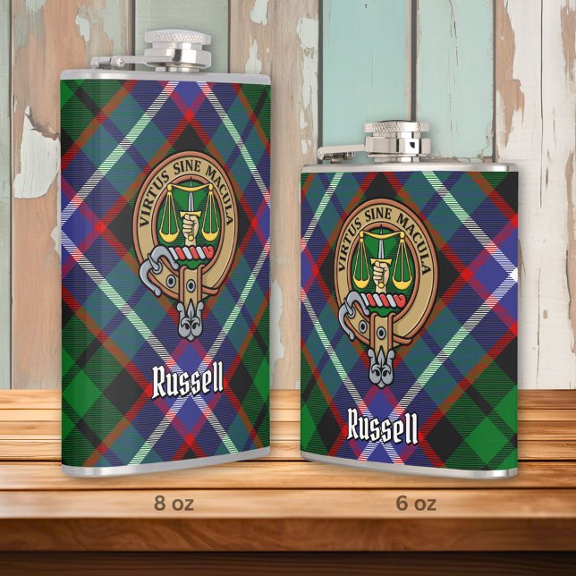 Petaca Clan Russell Cresta sobre Tartán (Subido por el creador)