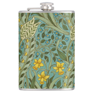 Petaca Clásico patrón floral de narciso de William Morris