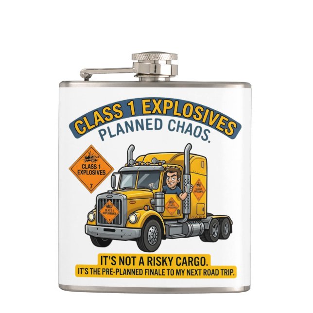 Petaca Class 1 Explosives Trucker Gift | Funny ADR Hazard (Anverso)