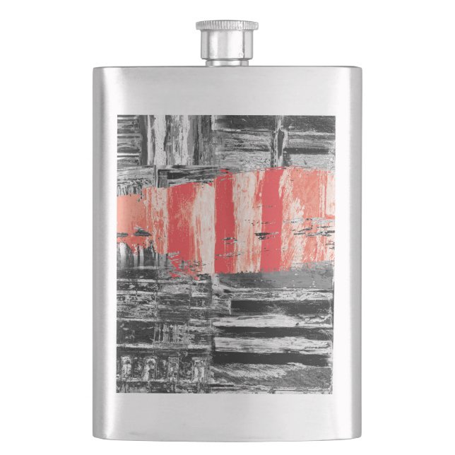 Petaca Classic Flask – Red Pulse Abstract Design (Anverso)