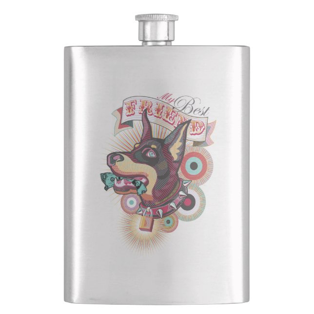 Petaca Classic Flask – Urban Loyalty Doberman Pop-Art  (Anverso)