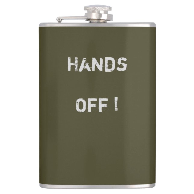 Petaca Classy Khaki Flask "Hands Off" Textos> Cadenas de  (Anverso)