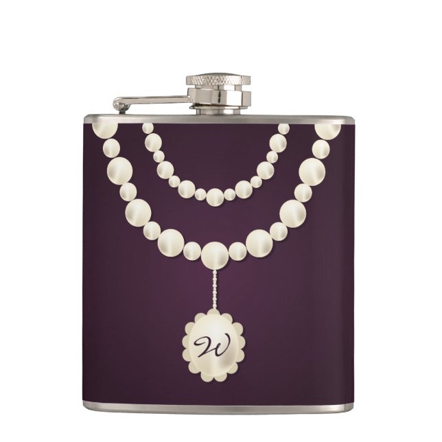 Petaca Classy Pearl Necklace Monograma Hip Flask (Anverso)