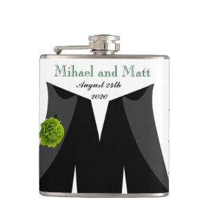 Petaca Clavel verde que casa Hipflask para los novios gay