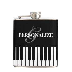 Petaca Claves de piano en blanco y negro personalizado be