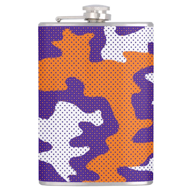 Petaca Clemson-Inspired Orange & Purple Tiger Camo (Anverso)