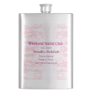 Petaca club social de fin de semana rosa brillo despedida