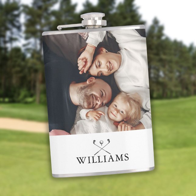 Petaca Clubes De Golf Personalizados De Fotografía Y Nomb (Personalized Photo And Name Golf Clubs Flask)