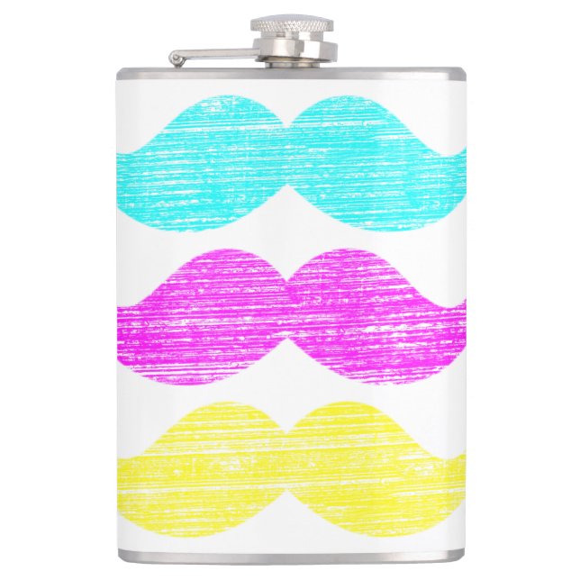 Petaca CMY Mustaches (estilo letterpress) (Anverso)