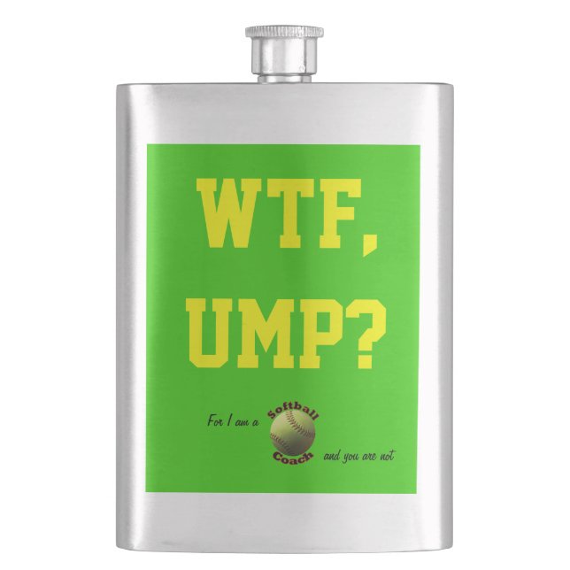 Petaca ¿Coche amarillo WTF Ump del softball? (Anverso)
