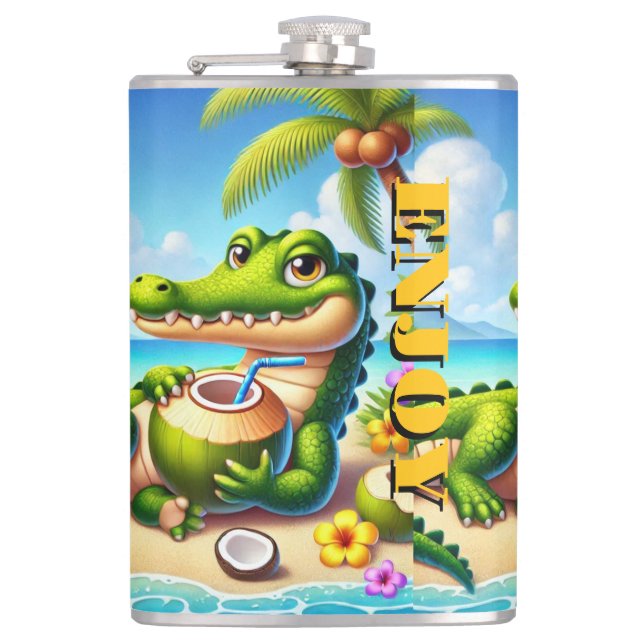 PETACA COCODRILLO CON AGUA DE COCO (Anverso)