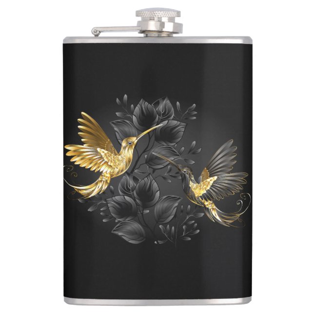 Petaca Colibrí negro y dorado (Anverso)