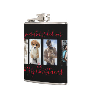 Petaca Collage de fotos Black Merry Christmas Best Dad