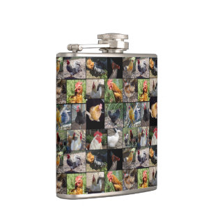 Petaca Collage de fotos De Pollos Y Gallos,