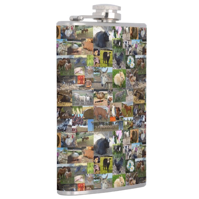 Petaca Collage de fotos de vida agrícola, máscara de cade (Derecha)