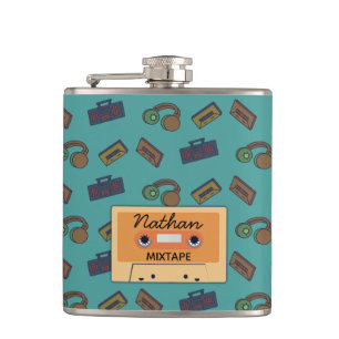 Petaca Collage de música retro mixtape personalizada