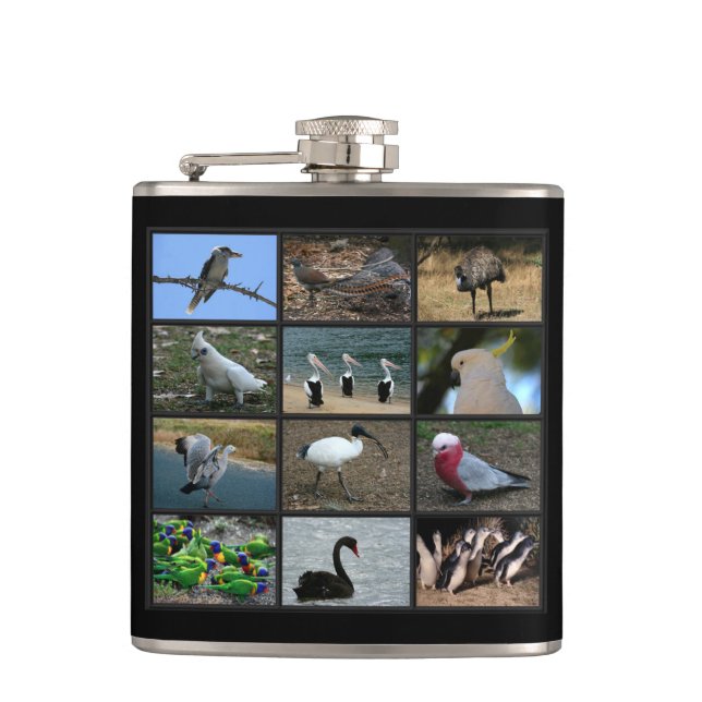 Petaca Collage de observadores de aves australianos (Anverso)