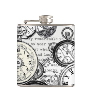 Petaca Collage de reloj de bolsillo victoriano Alicia en 