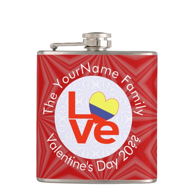 Petaca Colombian Red LOVE Flag Personalizado  (Anverso)