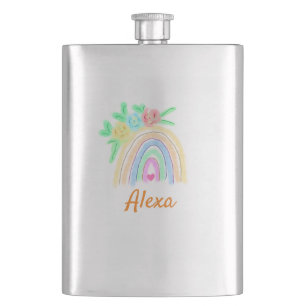 Petaca Color del agua color arcoiris boho floral add name