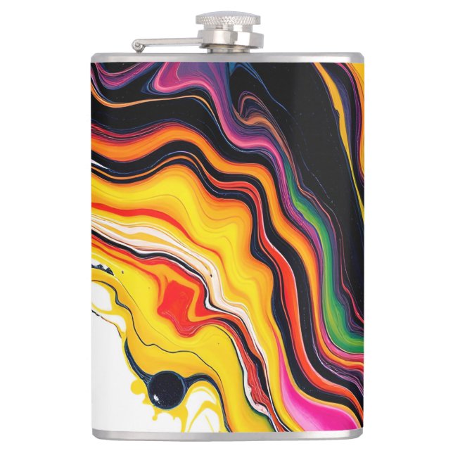 Petaca Color Splash Swirl – Vibrant Abstract Drip Art (Anverso)