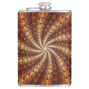 Petaca Colores Cálidos, Patrón de Arte Fractal Moderno Al