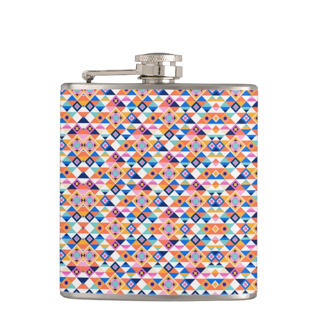 Petaca Colorful flask with geometric pattern in blues (Anverso)