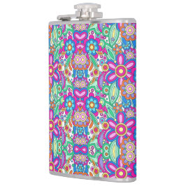 Petaca Colorful flask with vibrant, symmetrical floral 