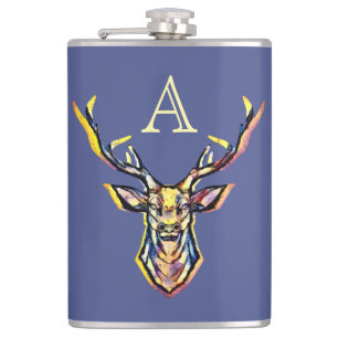 Petaca Colorida acuarela Deer Head Art