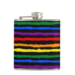 Petaca Coloridas franjas arcoiris sobre negro Personaliza