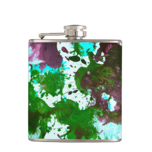 Petaca Colorido Abstract Splatter Paint Green y Purple