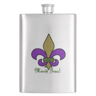 Petaca Colorido Mardi Gras Fleur De Lis